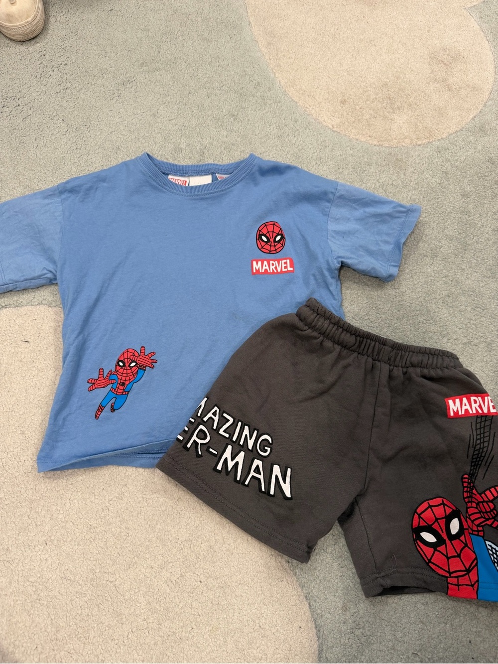 Zara toddler Spider-Man matching shorts set 6T